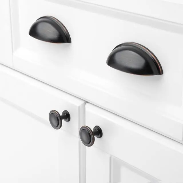 Alt view image 5 of 7 - 10 Pack Oil Rubbed Bronze Cabinet Knobs Pull Round Single Hole 1960