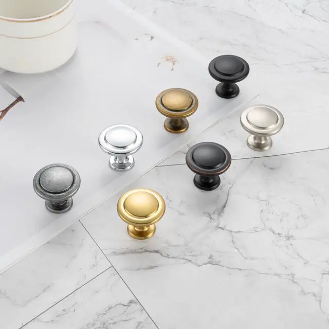 Alt view image 7 of 7 - 10 Pack Oil Rubbed Bronze Cabinet Knobs Pull Round Single Hole 1960
