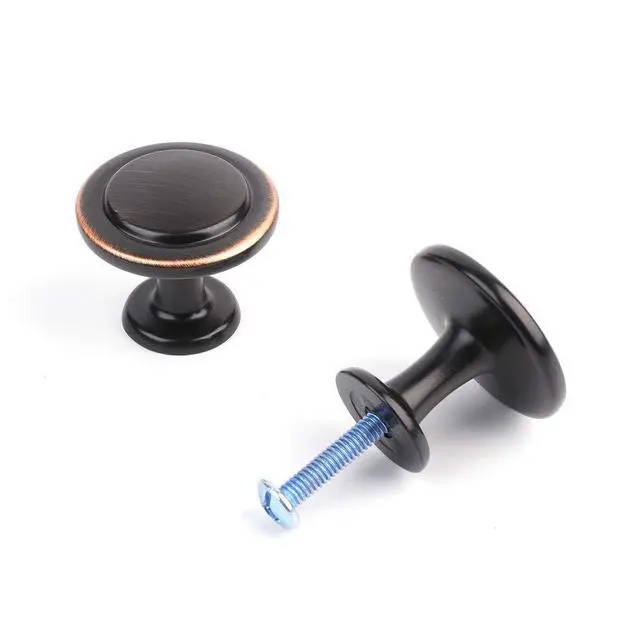 Alt view image 4 of 7 - 10 Pack Oil Rubbed Bronze Cabinet Knobs Pull Round Single Hole 1960