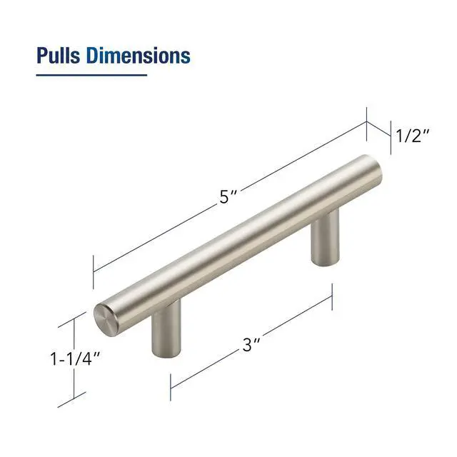 Alt view image 2 of 7 - Brushed Nickel Cabinet Pulls, Drawer Pulls, 3 Inch CC, 30 Pack