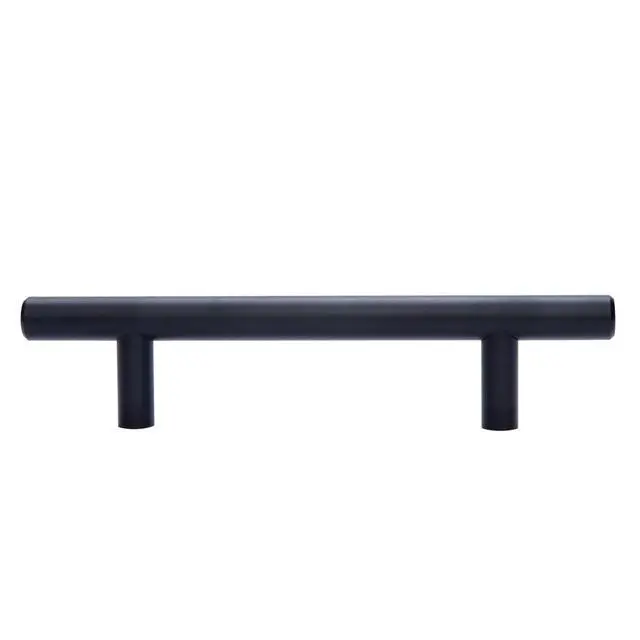 Alt view image 4 of 4 - Euro Bar Cabinet Handles, Drawer Pulls, 5.38-inch Length, 3-inch Hole Center, 1/2-inch Diameter, Matte Black, 10-Pack, AB1500-FB-10