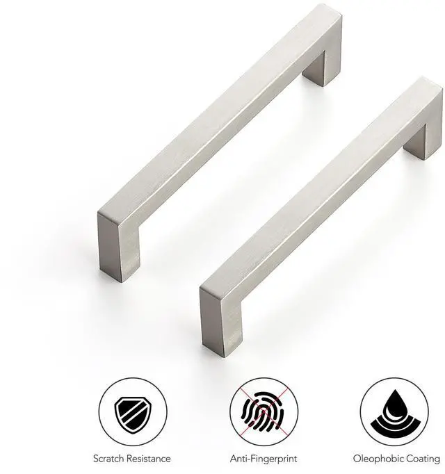 Alt view image 6 of 7 - Brushed Nickel Square Cabinet Handles & Pulls 5 Inch 10 Pack