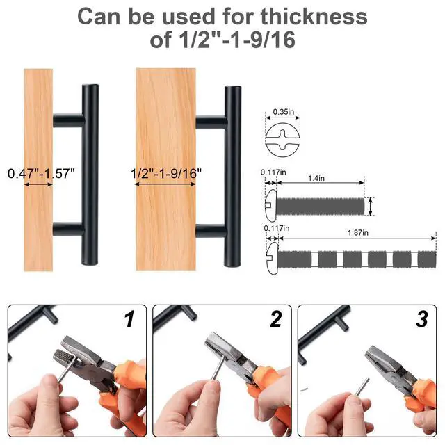 Alt view image 2 of 7 - 10 Pack Cabinet Pulls Matte Black Stainless Cabinet Handles, for Kitchen and Bathroom Cabinets, 5 Inch Length, 3 Inch Hole Center