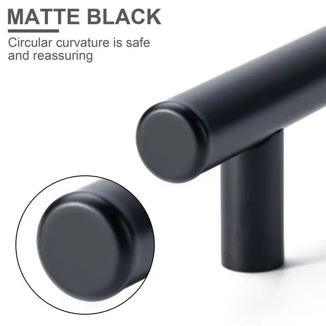 Alt view image 3 of 7 - 10 Pack Cabinet Pulls Matte Black Stainless Cabinet Handles, for Kitchen and Bathroom Cabinets, 5 Inch Length, 3 Inch Hole Center