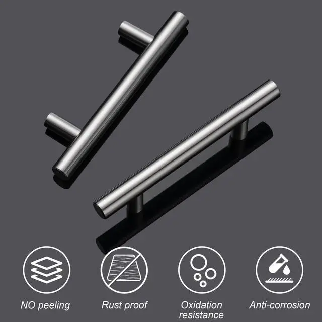 Alt view image 4 of 7 - 10 Pack Cabinet Pulls Matte Black Stainless Cabinet Handles, for Kitchen and Bathroom Cabinets, 5 Inch Length, 3 Inch Hole Center
