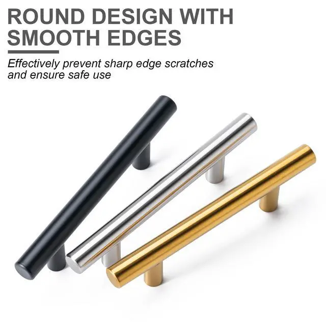 Alt view image 6 of 7 - 10 Pack Cabinet Pulls Matte Black Stainless Cabinet Handles, for Kitchen and Bathroom Cabinets, 5 Inch Length, 3 Inch Hole Center