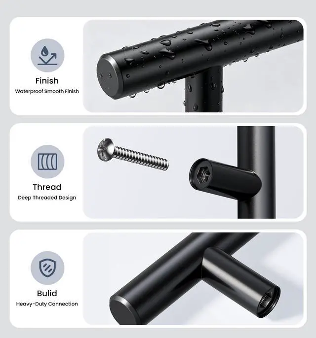 Alt view image 4 of 7 - Cabinet Handles 30 Pack, 5" Length, 3" Hole Center, Matte Black