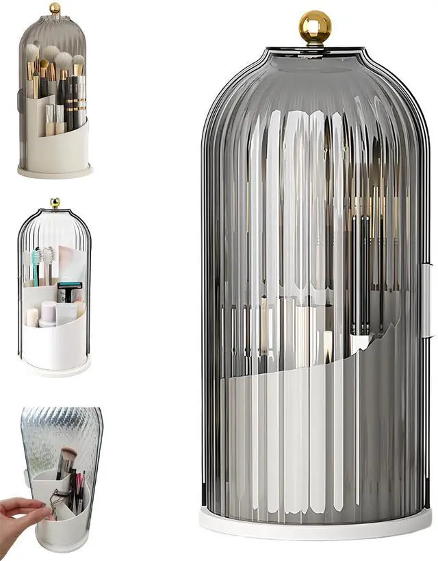 Main image of Concealed Toothbrush Holder, Rotating Bathroom Organizer Countertop