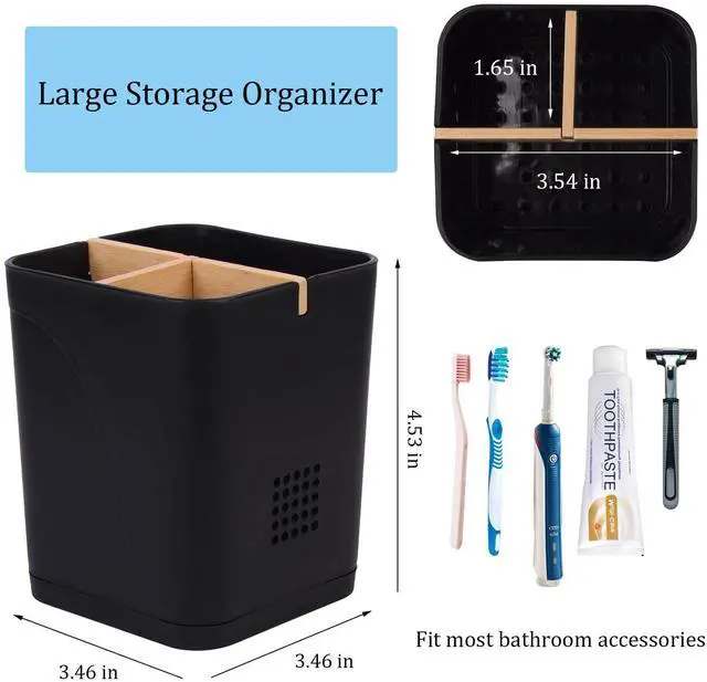 Alt view image 4 of 6 - Electric Toothbrush Holder Tooth Brush and Toothpaste Organizer, Black