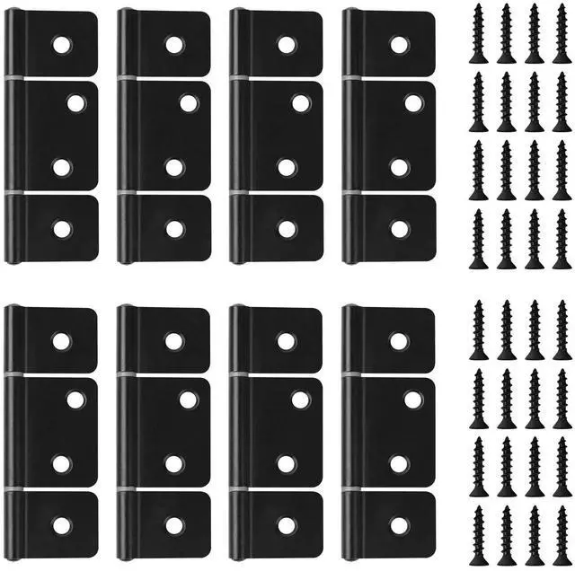 Main image of Three Leaf Non-Mortised Hinge for Mobile Home & RV Interior 8 Packa Black Door Hinges with Screws