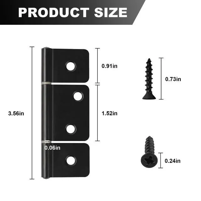 Alt view image 2 of 7 - Three Leaf Non-Mortised Hinge for Mobile Home & RV Interior 8 Packa Black Door Hinges with Screws