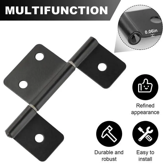 Alt view image 3 of 7 - Three Leaf Non-Mortised Hinge for Mobile Home & RV Interior 8 Packa Black Door Hinges with Screws