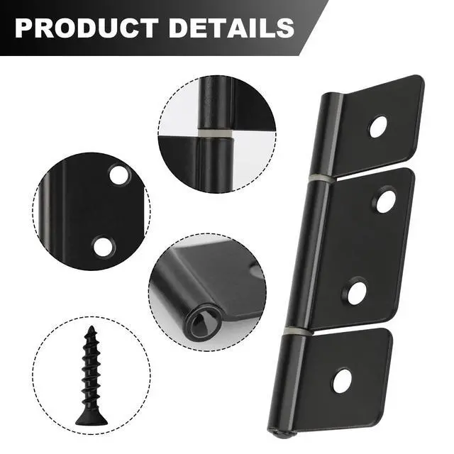 Alt view image 6 of 7 - Three Leaf Non-Mortised Hinge for Mobile Home & RV Interior 8 Packa Black Door Hinges with Screws