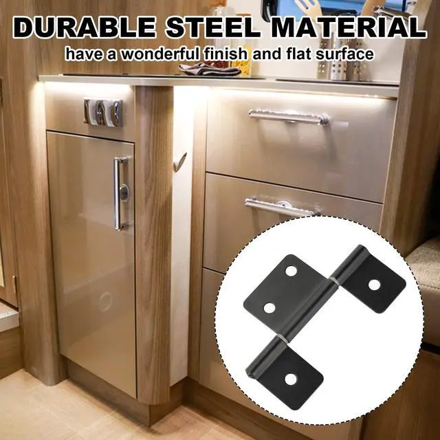 Alt view image 4 of 7 - Three Leaf Non-Mortised Hinge for Mobile Home & RV Interior 8 Packa Black Door Hinges with Screws