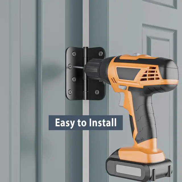 Alt view image 7 of 7 - 6 Pack Heavy Duty Door Hinges, Matte Black Door Hinges 4X 4 Inch with 5/8'' Radius Corner, Interior & Exterior Black Door Hinge, Black Door Hardware for Entryway, Patio, Playhouse & More