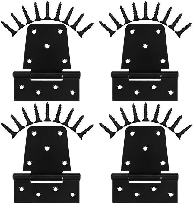 Main image of Heavy Duty Gate Hinges 3.5 inch 4 Pack Extra Thick Industrial T Hinges Barn Door Hinges Shed Door Hinges for Large Wooden Gates Wood Fence Outdoor - Black Iron Finish (Screws Included)