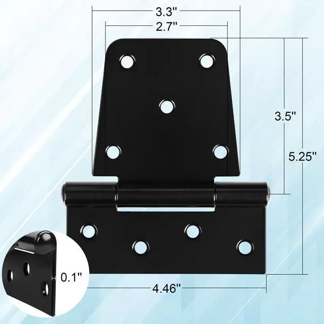 Alt view image 2 of 6 - Heavy Duty Gate Hinges 3.5 inch 4 Pack Extra Thick Industrial T Hinges Barn Door Hinges Shed Door Hinges for Large Wooden Gates Wood Fence Outdoor - Black Iron Finish (Screws Included)
