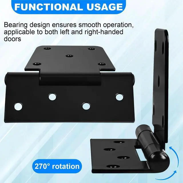Alt view image 4 of 6 - Heavy Duty Gate Hinges 3.5 inch 4 Pack Extra Thick Industrial T Hinges Barn Door Hinges Shed Door Hinges for Large Wooden Gates Wood Fence Outdoor - Black Iron Finish (Screws Included)