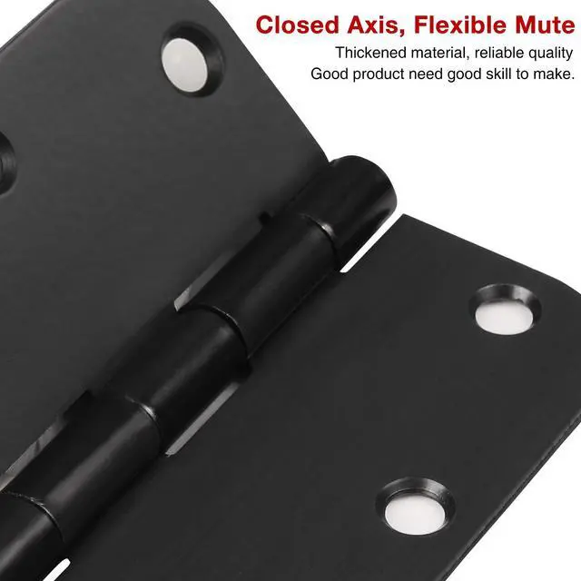 Alt view image 5 of 6 - 6 Pack Matte Black Interior Door Hinges 3.5" Rounded 5/8" Radius Corners