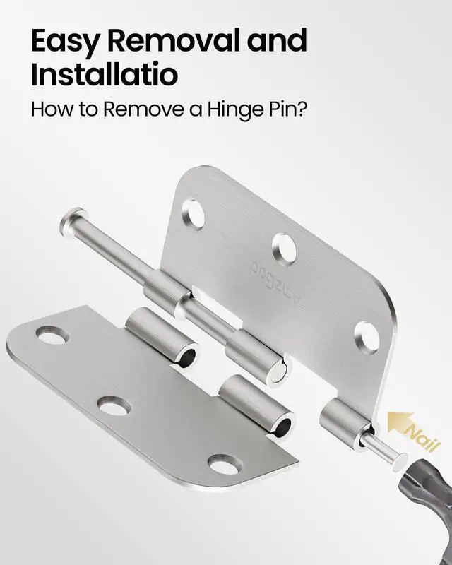 Alt view image 4 of 7 - Door Hinges Brushed Nickel 12 Pack 3.5 Inch Rounded 5/8" Radius
