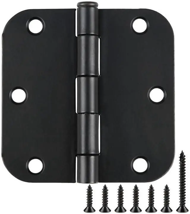 Main image of Rounded Door Hinges Matte Black 3.5 Inch x 3 1/2" 6 Pack 2.2mm