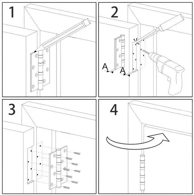 Alt view image 7 of 7 - Rounded Door Hinges Matte Black 3.5 Inch x 3 1/2" 6 Pack 2.2mm