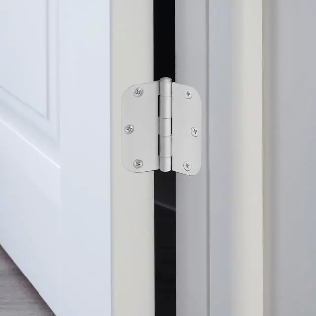 Alt view image 6 of 7 - Door Hinges for Interior Doors 6-Pack 3.5-inch x 3.5-inch Rounded 5/8-inch Radius Steel Door Hinge Painted White Fits Standard Doors 189605