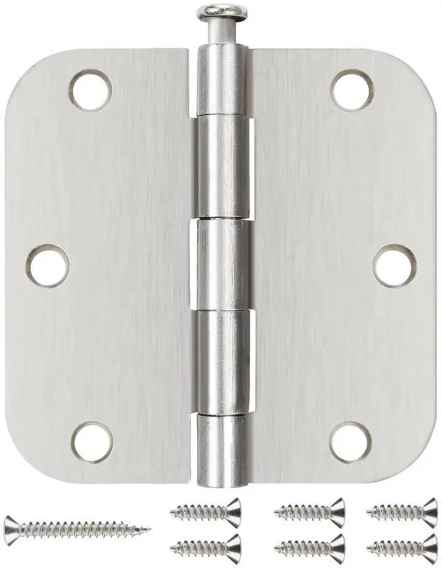 Main image of 6 Pack Brushed Nickel Door Hinges 3.5 Inch with 5/8" Radius Corners
