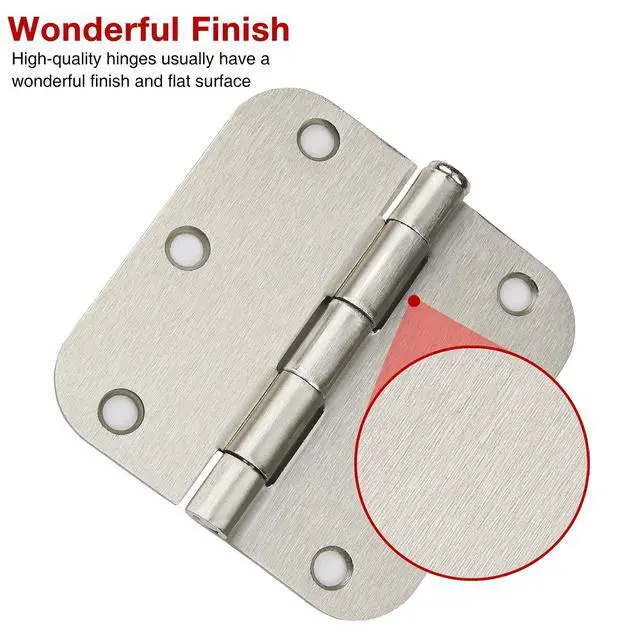 Alt view image 2 of 6 - 6 Pack Brushed Nickel Door Hinges 3.5 Inch with 5/8" Radius Corners