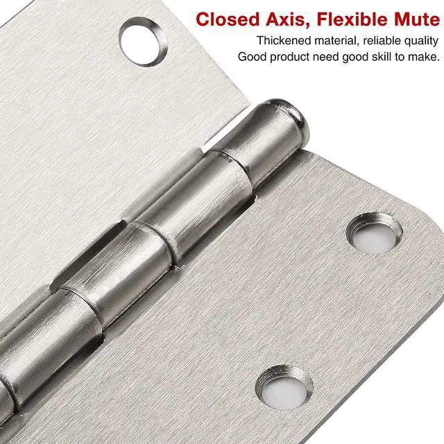 Alt view image 6 of 6 - 6 Pack Brushed Nickel Door Hinges 3.5 Inch with 5/8" Radius Corners