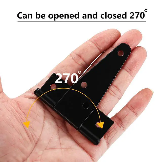 Alt view image 3 of 6 - T Strap Hinges Heavy Duty, Shed Door Gate Hinges(Black)
