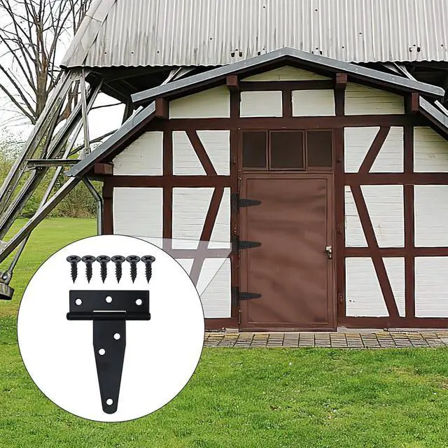 Alt view image 5 of 6 - T Strap Hinges Heavy Duty, Shed Door Gate Hinges(Black)