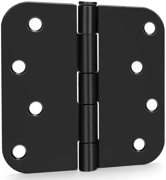 Main image of Pack of 3 Matte Black Heavy Duty Iron Door Hinges, 4 Inch x 4 Inch Interior and Exterior Black Door Hinges with 5/8" Radius Corners