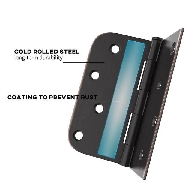 Alt view image 3 of 7 - 3 Pack 4in Oil Rubbed Bronze Door Hinges Interior Door Hinges 4 x 4 Inch with Square & Round Corners, Iron Material