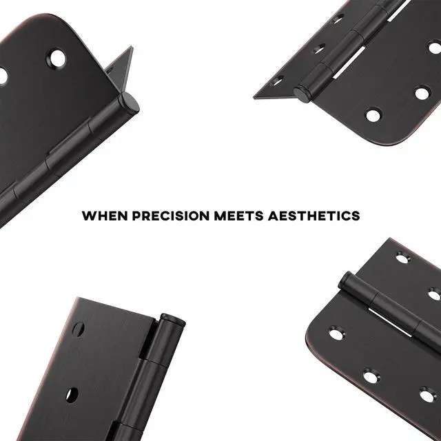 Alt view image 5 of 7 - 3 Pack 4in Oil Rubbed Bronze Door Hinges Interior Door Hinges 4 x 4 Inch with Square & Round Corners, Iron Material