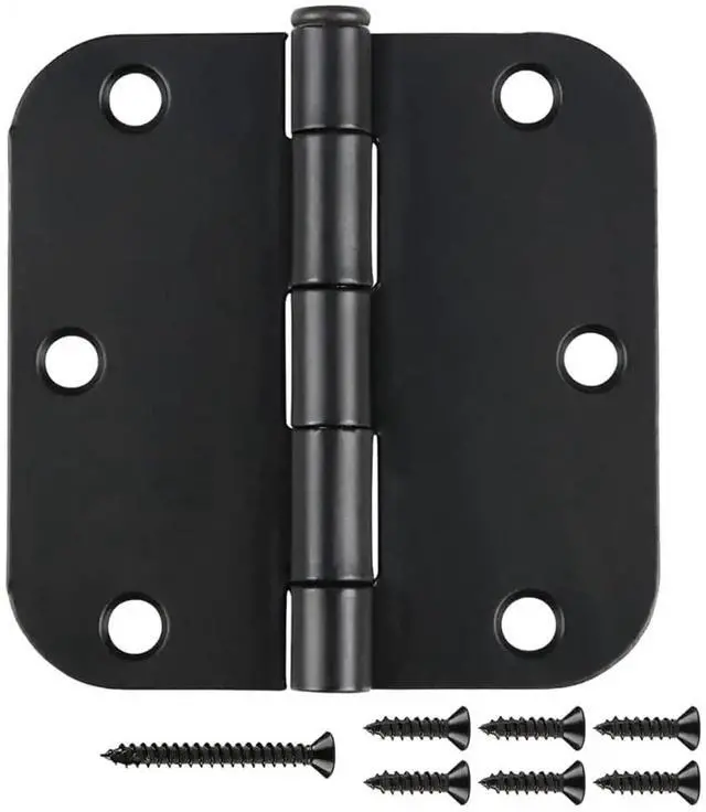 Main image of 6 Pack Matte Black Interior Door Hinges Round 3.5" x 3.5 Inch 5/8" Radius