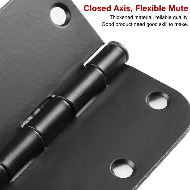 Alt view image 4 of 6 - 6 Pack Matte Black Interior Door Hinges Round 3.5" x 3.5 Inch 5/8" Radius