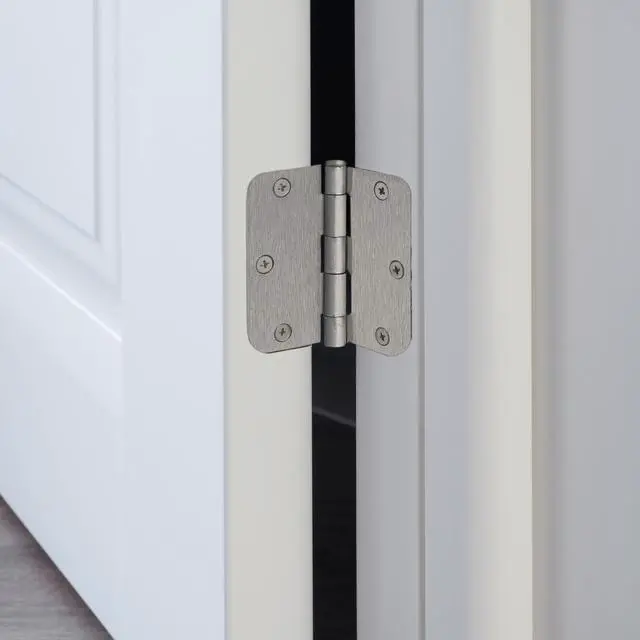 Alt view image 6 of 7 - Interior Door Frame Hinges, Water Resistant, Pre-Lubricated, For Left or Right-Handed Doors, Steel Construction, Easy Install, Satin Nickel, 3-Pack, 3.5 in. L x 3.5 in. W, 181412