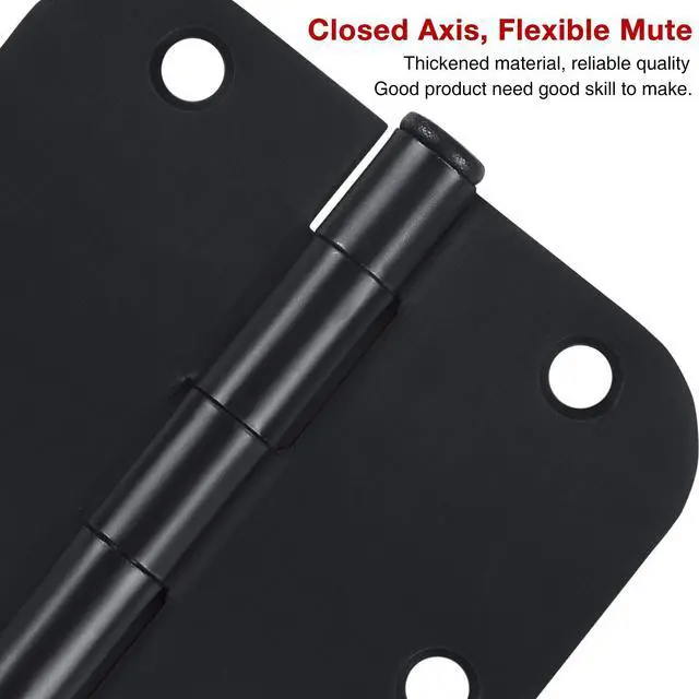 Alt view image 5 of 6 - Rounded Door Hinges Matte Black 3.5 x 3 1/2" Inch Heavy 3 Pack