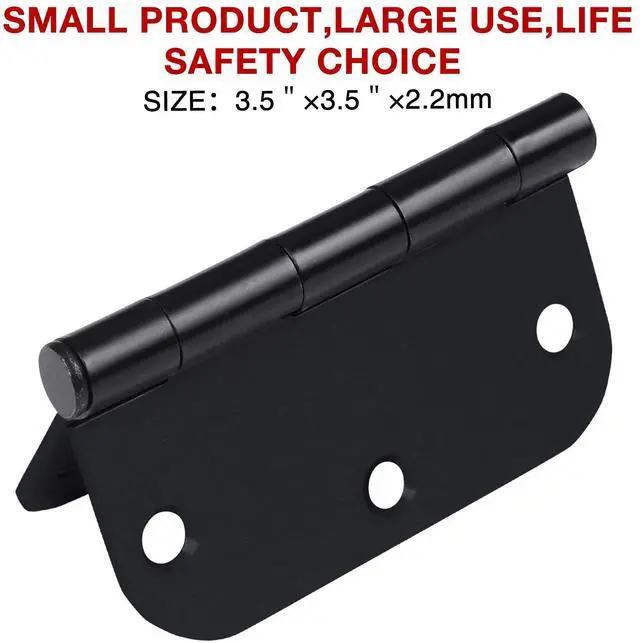 Alt view image 6 of 6 - Rounded Door Hinges Matte Black 3.5 x 3 1/2" Inch Heavy 3 Pack