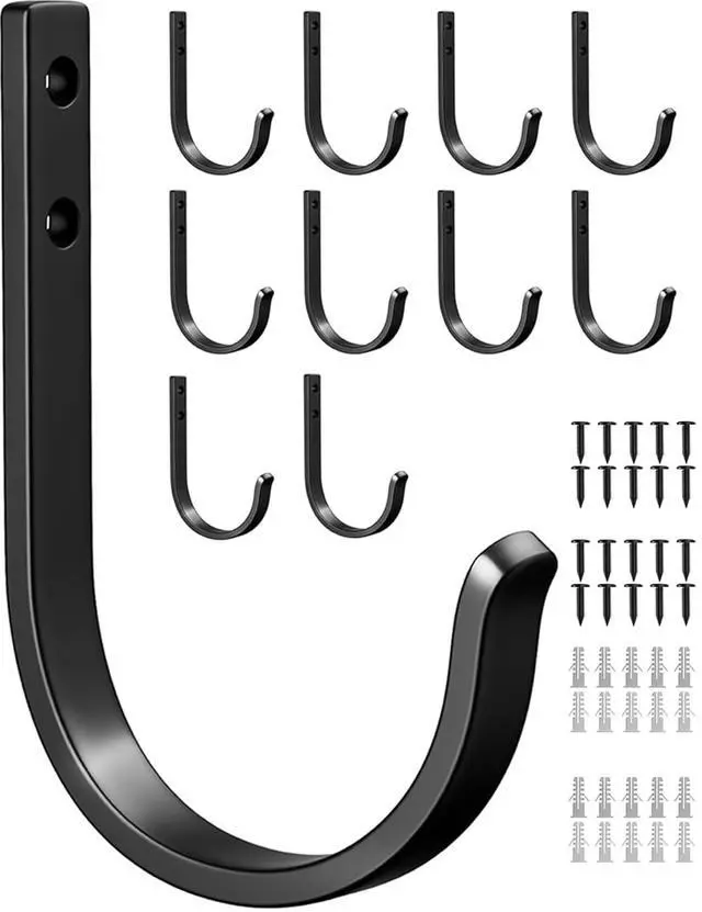Main image of 10-Pack 22LB Wall Hooks for Hanging Towel/Coat, Black