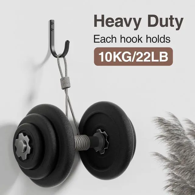 Alt view image 2 of 7 - 10-Pack 22LB Wall Hooks for Hanging Towel/Coat, Black