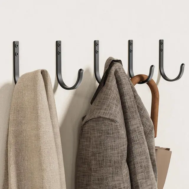 Alt view image 7 of 7 - 10-Pack 22LB Wall Hooks for Hanging Towel/Coat, Black