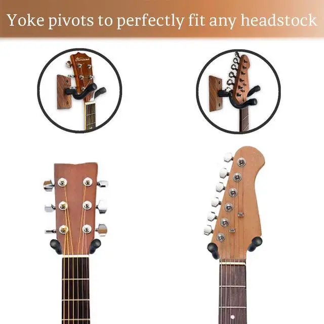 Alt view image 4 of 7 - Guitar Wall Mount 2 Pack, Black Walnut Wood Guitar Hanger, U-Shaped Guitar Wall Hanger Mount, Guitar Holder Hook Stand Wall for Acoustic, Electric Guitar, Banjo, Bass, for Guitar Player Men Boy