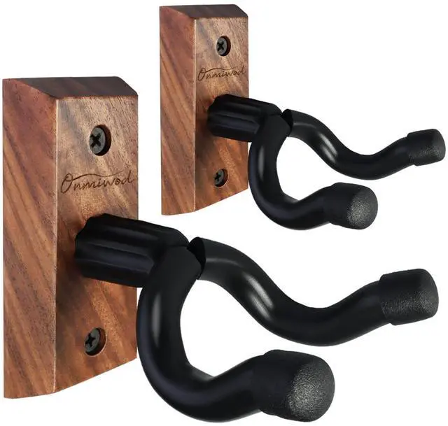 Main image of Guitar Wall Mount 2 Pack, Black Walnut Wood Guitar Hanger, U-Shaped Guitar Wall Hanger Mount, Guitar Holder Hook Stand Wall for Acoustic, Electric Guitar, Banjo, Bass, for Guitar Player Men Boy