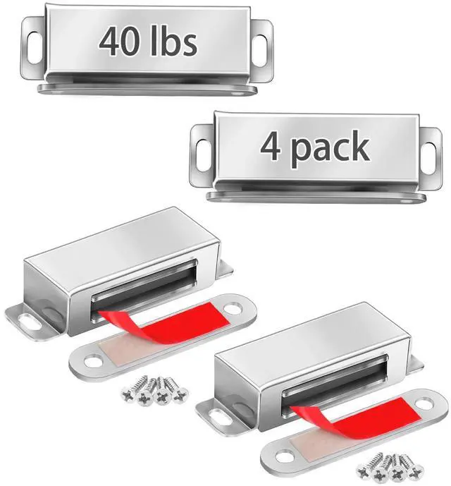 Main image of Strong Cabinet Magnets for Closure 40 lbs 4 Pack - Hold Warped Doors Tight