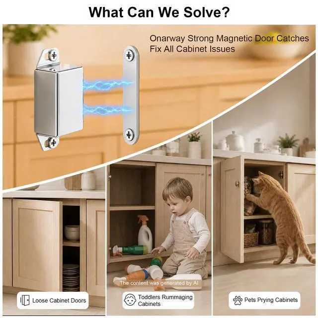 Alt view image 2 of 7 - Strong Cabinet Magnets for Closure 40 lbs 4 Pack - Hold Warped Doors Tight