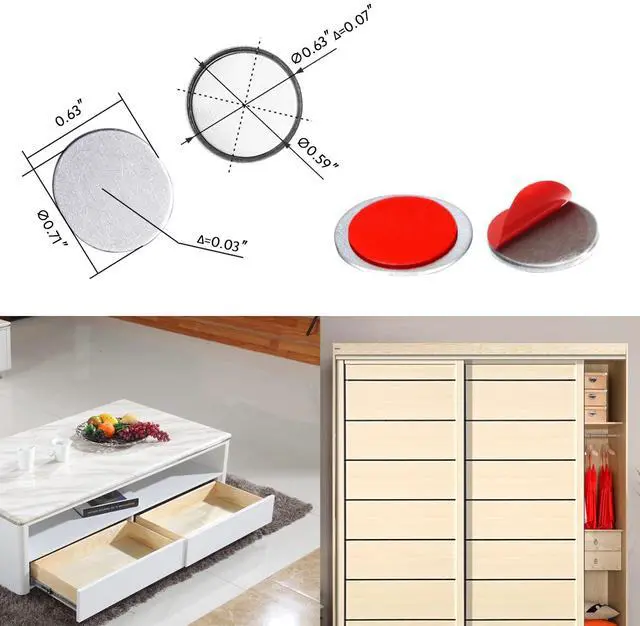 Alt view image 7 of 7 - Magnetic Door Catch Ultra Thin Cabinet Magnets Stainless Steel Drawer Magnet Catch for Sliding Door Closure Kitchen Cabinet Cupboard Closet Closer (4Pack)