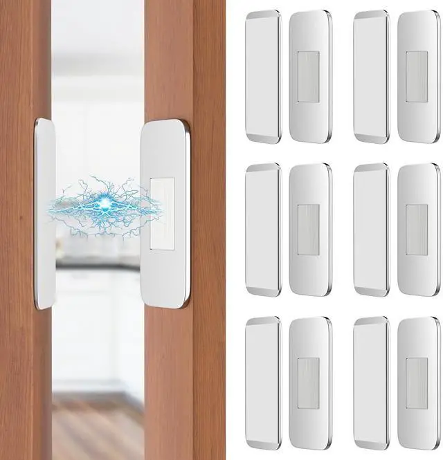 Main image of 6 Pack Ultra Thin No Drill Magnetic Cabinet Door Catch, Adhesive Stainless Steel Drawer Door Cabinet Magnets to Stay Closed, Cabinets Latches for Kitchen, Bathroom, Closet, RV Doors Closure