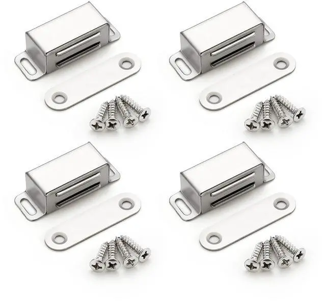 Main image of Silver Magnetic Door Catch, Brushed Nickel Cabinet Magnets, 4 Pack